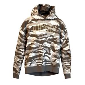 PUMA | Brown Tone Camo Gold Logo Stringless Hoodie - Size M